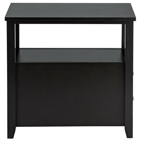 Retro Side Table Nightstand with 2 Drawers Stroage-Black