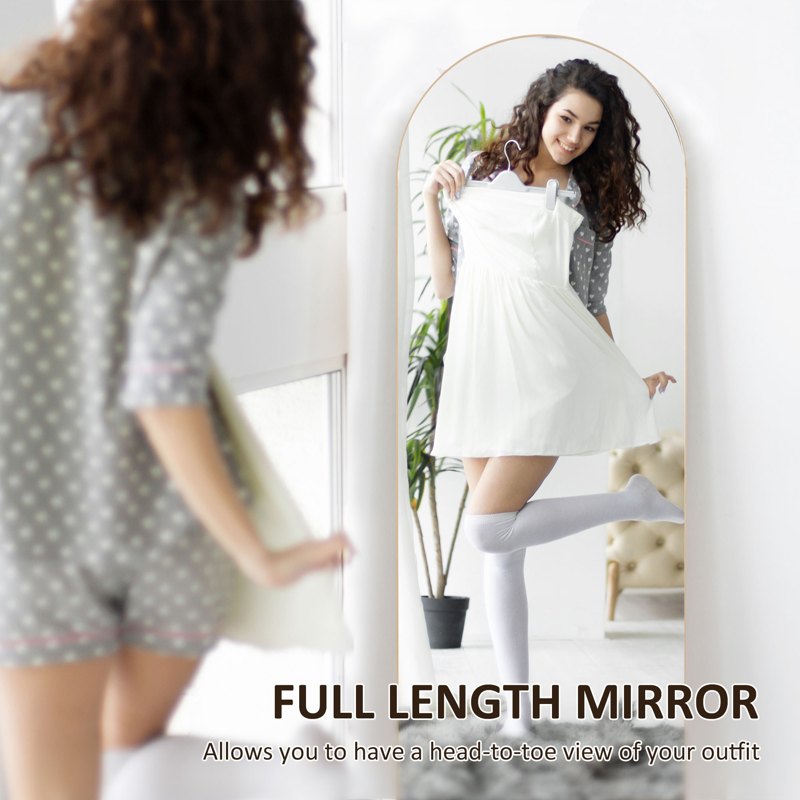 HOMCOM 150cm Arched Full Length Mirror - Gold Tone