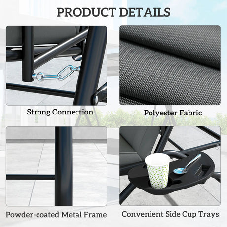 Outsunny Convertible Three-Seater Swing Bench Bed - Dark Grey