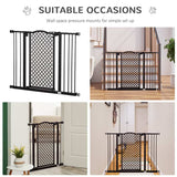 PawHut 74-105cm Pet Safety Gate Stair Barrier, with Auto Close, Double Locking - Black