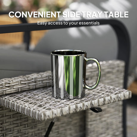 Outsunny 140 Reclining Rattan Armchair - Mixed Grey