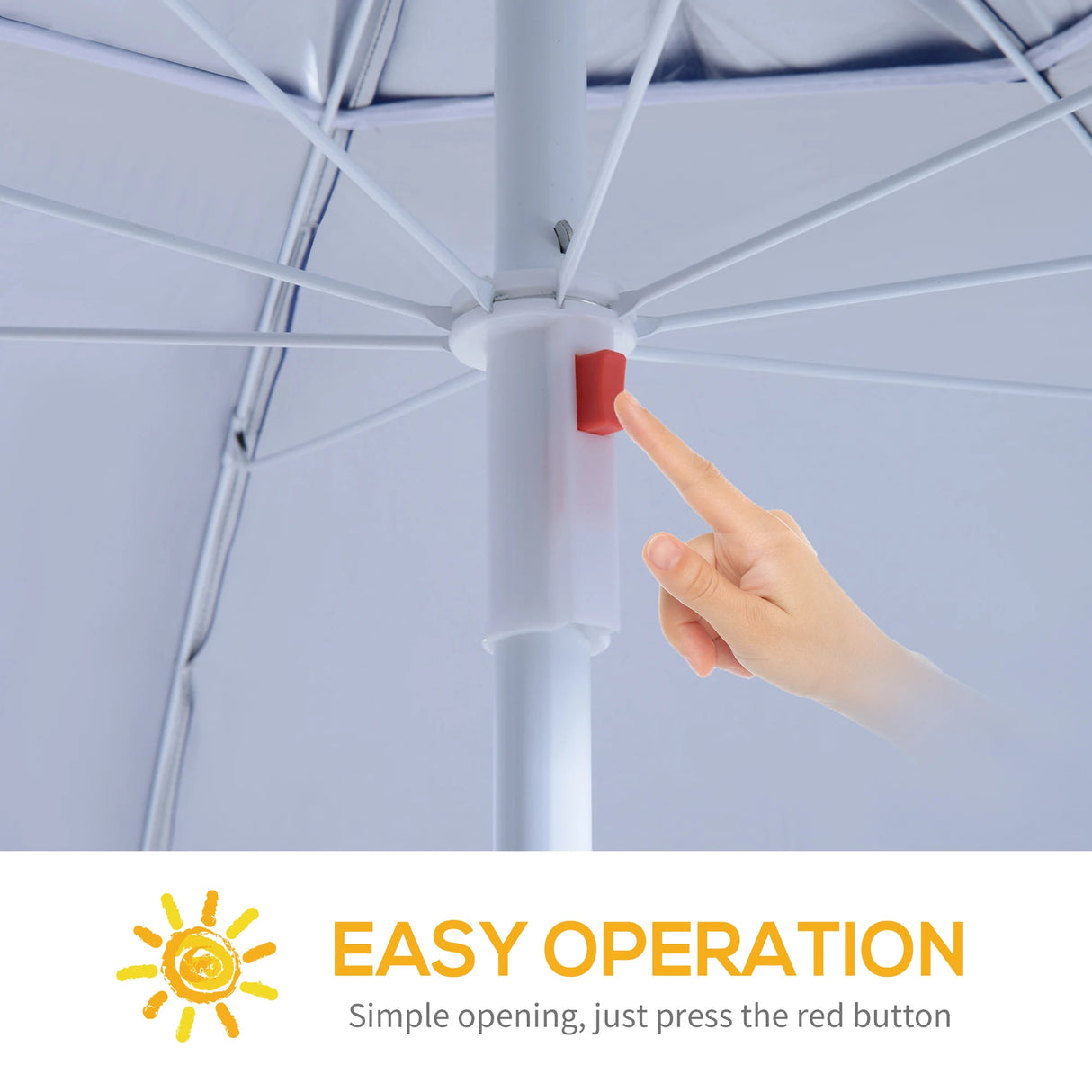 Outsunny 2m UV Protection Fishing Beach Umbrella Brolly Shelter w/ Side Panel Tent Blue