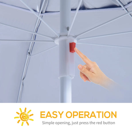 Outsunny 2m UV Protection Fishing Beach Umbrella Brolly Shelter w/ Side Panel Tent Blue