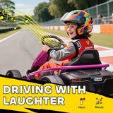 HOMCOM 24V Electric Go Kart for Kids, Drift Ride-On Racing Go Kart with 2 Speeds, for Boys Girls Aged 8-12 Years Old, Pink