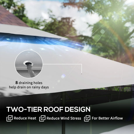 Outsunny 3 x 4m Metal Frame, Two-Tier Roof Gazebo - Dark Grey