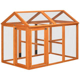 PawHut Large Chicken Run, Wooden Chicken coop, with Combinable Design - Wood Effect