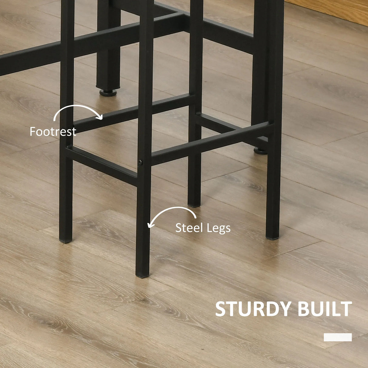 HOMCOM 120x60cm Bar Table Set, Breakfast Table with 2 Stools, 3-Piece Counter Height Dining Table & Chairs for Kitchen, Living Room, Rustic Brown