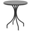 Outsunny 66cm Patio Table, Round Garden Table, Outdoor Side Table with Steel Frame and Slat Tabletop, Black