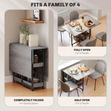 HOMCOM Four-Person Drop Leaf Table - Grey Wood-Effect