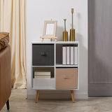 HOMCOM Freestanding 4 Cube Unit Cabinet Unit w/ 3 Fabric Drawers Handles Home Office Storage Shelves
