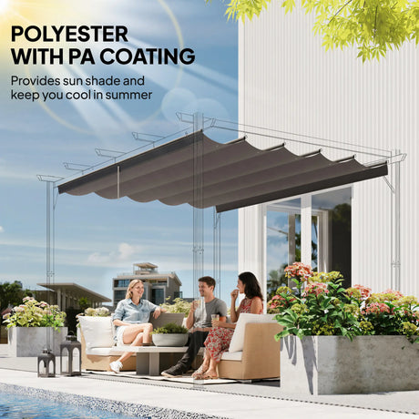 Outsunny Retractable Pergola Cover, 2.55 x 2.5 m Replacement Canopy Fabric for 3 x 3 m Frame, Roof Top Only, Light Grey