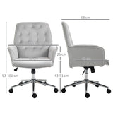 Vinsetto Linen Computer Chair with Armrest, Modern Swivel Chair with Adjustable Height, Light Grey