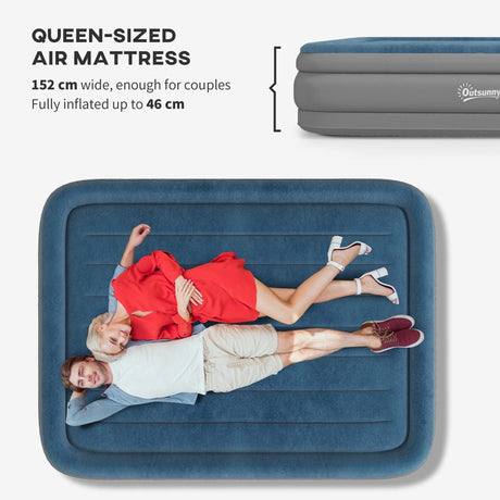 Outsunny King-Size Inflatable Mattress, with Built-In Electric Pump and Bag