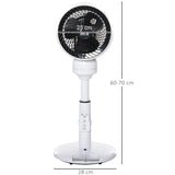 HOMCOM 9'' Air Circulator Fan 3 Speed 3 Mode, 70 Oscillation 90 Vertical Tilt, Height Adjustable, Remote Controller, for Living Room, Bedroom, Office, Black and White