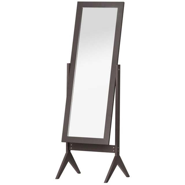 HOMCOM Freestanding Dressing Mirror Bedroom Tall Adjustable Angle 148x47cm Brown