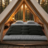 Outsunny Double Sleeping Bag with 2 Pillows, 220 x 160 cm Extra-Large Sleeping Bag for Adults, Black and Grey
