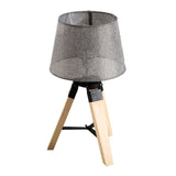 HOMCOM Wooden Tripod Table Lamp for Side, Desk or End Table with E27 Bulb Base14Grey Shade14