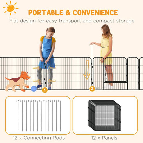 PawHut 12 Panels Heavy Duty Puppy Playpen, for Small Dogs, Indoor and Outdoor Use - Silver