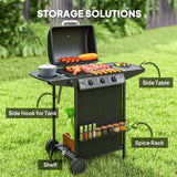 Outsunny Four Burner Gas Grill BBQ - Black