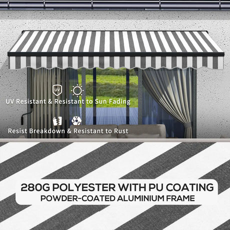 Outsunny 2.5 x 3.5m Aluminium Frame Electric Awning, with Remote - Grey/White