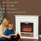 HOMCOM Electric Fireplace with RGB LED Lights, Realistic Flame Effect & 3 Brightness Levels, 1800W Inset Electric Fire and Mantel Reach up to 30 m2 Space with Remote & Timer for Living Room, White