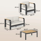 Outsunny 4 Seater Aluminium Garden Furniture Set, Olefin Cushions, Garden Sofa Set with Loveseat, Armchairs, Table, Beige