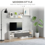 HOMCOM TV Cabinet with Wall Shelf for Wall-Mounted 65" TVs or Standing 40" TVs - White and Grey