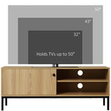 HOMCOM 50" Screen TV Stand, with Sliding Door Storage - Wood-Effect