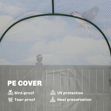 Outsunny Walk-in Greenhouse with Shelves, Small Greenhouse with PE Cover and Roll-up Door, 123 x 187 x 189 cm, White