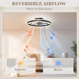 HOMCOM Ceiling Fan with Light and Remote, LED Mount Ceiling Fan with 3 Colour Temperatures, 6 Speed, 50 cm, Black
