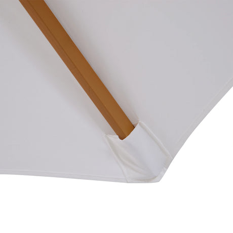 Outsunny 3(m) Garden Parasol, Pulley Operated Patio Umbrella, Wooden Table Market Umbrella with Rope Pulley Mechanism and 8 Ribs, Cream White