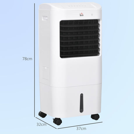 HOMCOM Portable Air Cooler with 15 Litre Water Tank, Oscillation, LED Display, Remote Control, 7.5 Hour Timer, Evaporative Air Cooler Fan with 3 Speeds, 3 Modes, Ice Packs, for Home Office