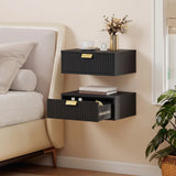 HOMCOM Modern Floating Nightstands Set of 2, Wall Mounted Bedside Tables with Wave Drawer Black