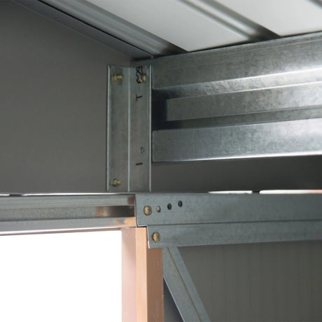 Outsunny 7 x 4ft Lockable Metal Garden Tool Storage Shed, Outdoor Storage Shed with Foundation and vents, Light Brown