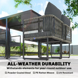 Outsunny 4-Seater Garden Dining Set, Rattan Outdoor Furniture with Space-Saving Chairs and Thick Cushions for Patio Balcony Black