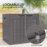 Outsunny 93L Plastic Garden Storage Box, Outdoor Storage Box with Handles, Waterproof Outdoor Storage Container, Brown