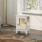 HOMCOM Freestanding Ethanol Fireplace, Steel Bioethanol Fireplace with Stainless Steel Flame Snuffer, 1.2L Tank, 3 Hours Burning Time for Indoor, White