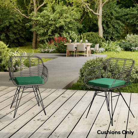 Outsunny Set of 6 Chair Cushion Seat Pads Dining Chair w/ Straps, Indoor Outdoor Removable Tie On Garden Patio, Green