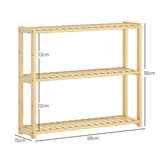 HOMCOM Three-Tier Bamboo Bathroom Rack - Natural Finish