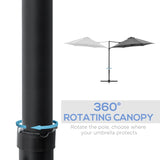 Outsunny 2.5M Garden Cantilever Parasol with 360° Rotation, Offset Roma Patio Umbrella Hanging Sun Shade Canopy Shelter with Cross Base, Dark Grey