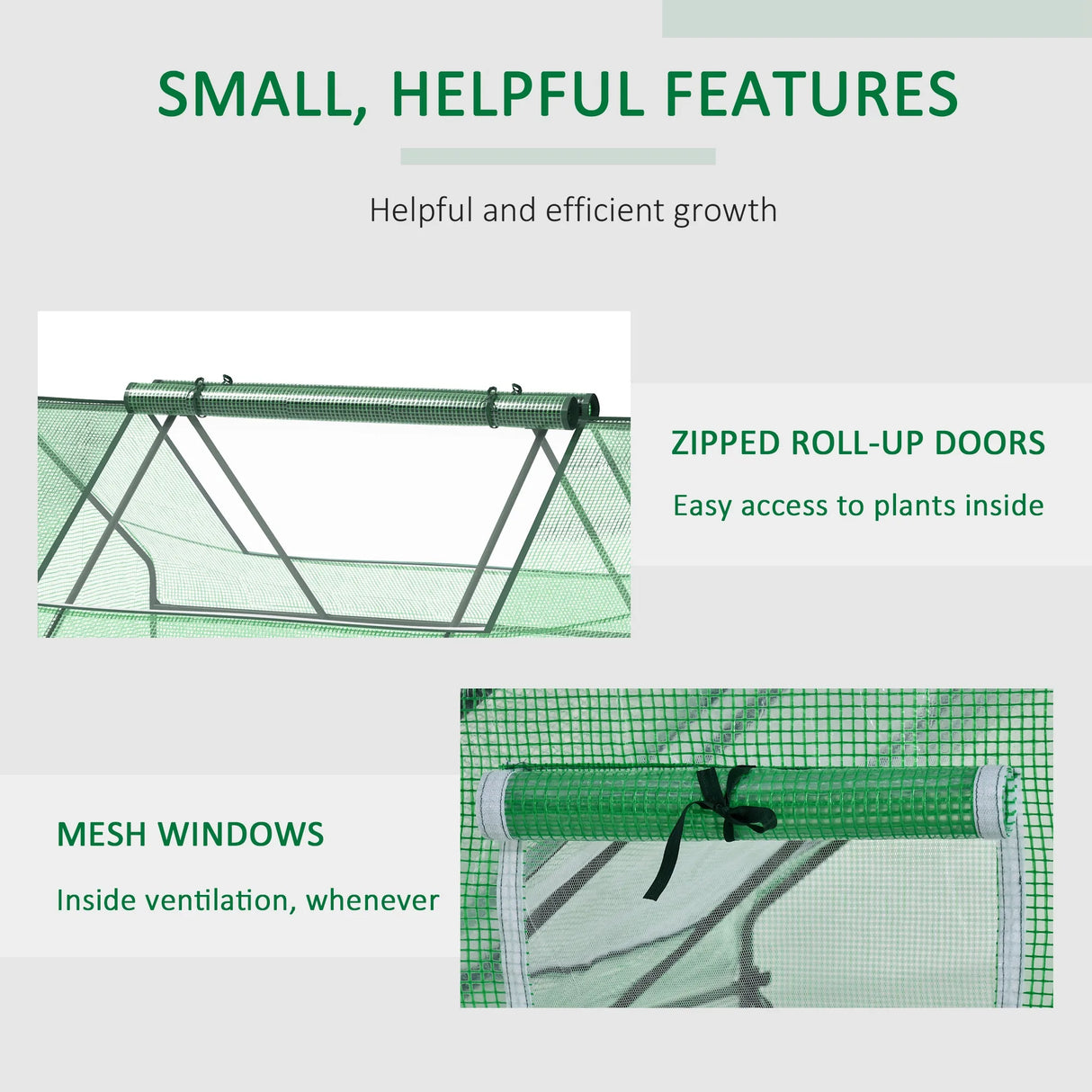 Outsunny Mini Greenhouse, Portable Garden Small Greenhouse with Zipped Windows and Door, 180 x 140 x 80cm, Dark Green