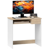 HOMCOM Compact Computer Desk with Keyboard Tray, Home Office Desk with Drawer for Bedroom Study, Oak Colour