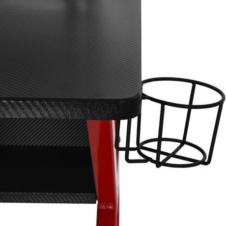 HOMCOM Gaming Desk, Computer Table with Monitor Stand, Cup Holder, Headphone Hook, Wire Basket and Metal Frame, 120cm, Red