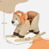 HOMCOM Kids Lion-themed Rocking Horse, with Roaring Sound Button, Seatbelt, Brown