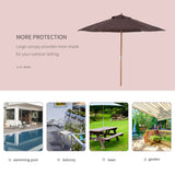 Outsunny 2.5m Wood Garden Parasol Sun Shade Patio Outdoor Wooden Umbrella Canopy Coffee