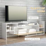 HOMCOM TV Cabinet with Wall Shelf for Wall-Mounted 65" TVs or Standing 40" TVs - White and Natural