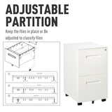 Vinsetto Mobile Steel File Cabinet, 2-Drawer Filing Cabinet, Vertical Lockable Home Office Organizer with Adjustable Partition for A4 Letter Size, White