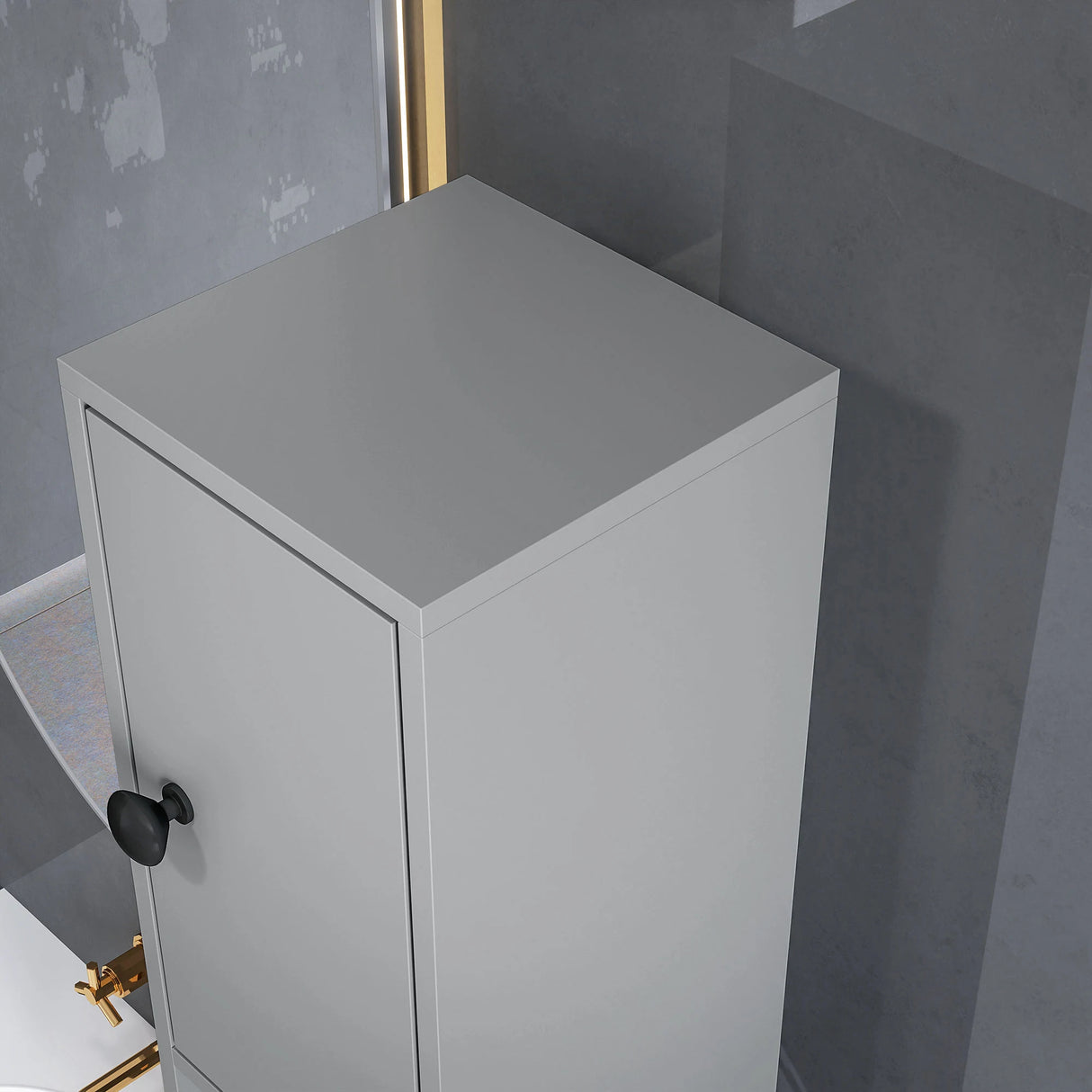 kleankin 180cm Slim Bathroom Cabinet, with Drawer, Shelves and Cupboards - Grey