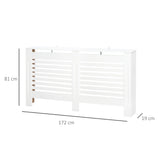 HOMCOM Radiator Cover, Modern MDF White Painted Cabinet with Horizontal Slats for Living Room, Bedroom, 172L x 19W x 81H cm