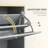 HOMCOM Modern Compact Three-Drawer Shoe Storage Cabinet - Grey